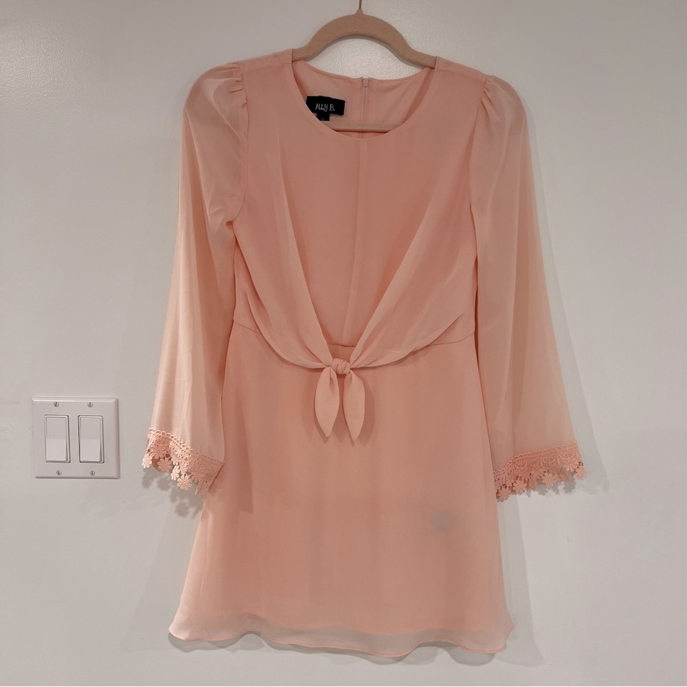 Ally B Girls Sz 14 Pink Tie Front Dress